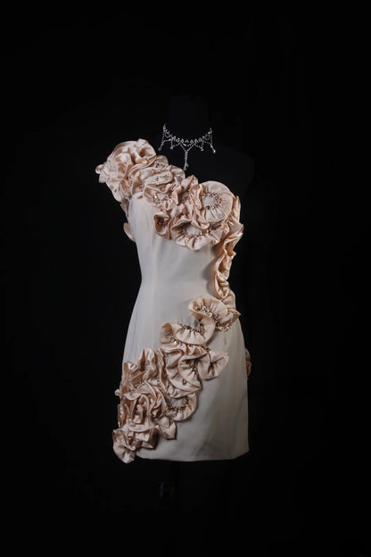 Robe fourreau chic asymétrique à une épaule, robe courte pour un 16e anniversaire, robe de bal de promo, robe de cocktail AS175