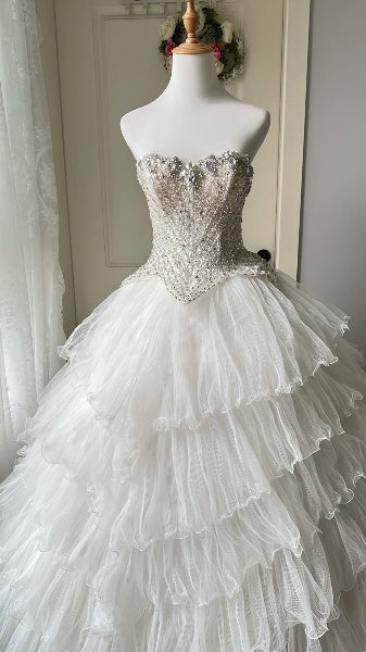 Elegant Sweet 16 Dress Long Sweetheart White Tulle Ball Gown Sweet Sixteen Party Birthday Dresses RC0540