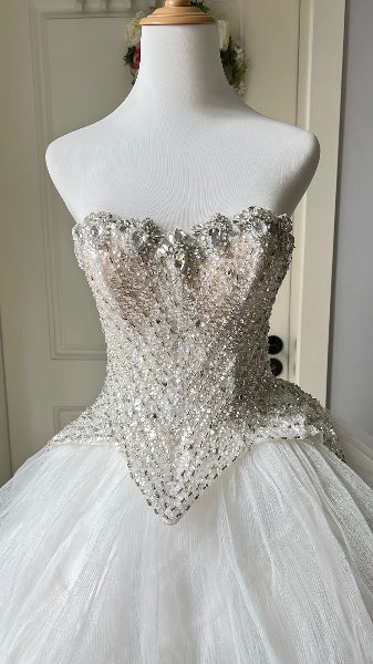 Elegant Sweet 16 Dress Long Sweetheart White Tulle Ball Gown Sweet Sixteen Party Birthday Dresses RC0540