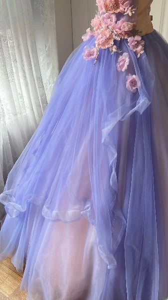 Elegant Sweet 16 Dress Long Sweetheart With Pink Flowers Ball Gown Sweet Sixteen Party Birthday Dresses RC0537