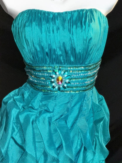 Vintage Sheath Strapless Blue Taffeta Dress 80s Matric Mini Graduation Hoco Dresses Short Senior Birthday Homecoming Outfits RB3608
