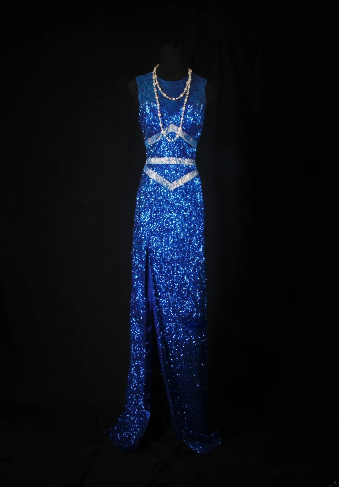 Funkelnde Ballkleider, ästhetisches Etuikleid, königsblau, Pailletten mit Perlen, Inspiration, beeindruckend, langes, festliches, halbformelles Kleid für Teenager und Gymnasien AS178