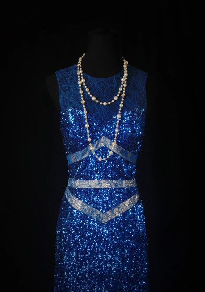 Funkelnde Ballkleider, ästhetisches Etuikleid, königsblau, Pailletten mit Perlen, Inspiration, beeindruckend, langes, festliches, halbformelles Kleid für Teenager und Gymnasien AS178