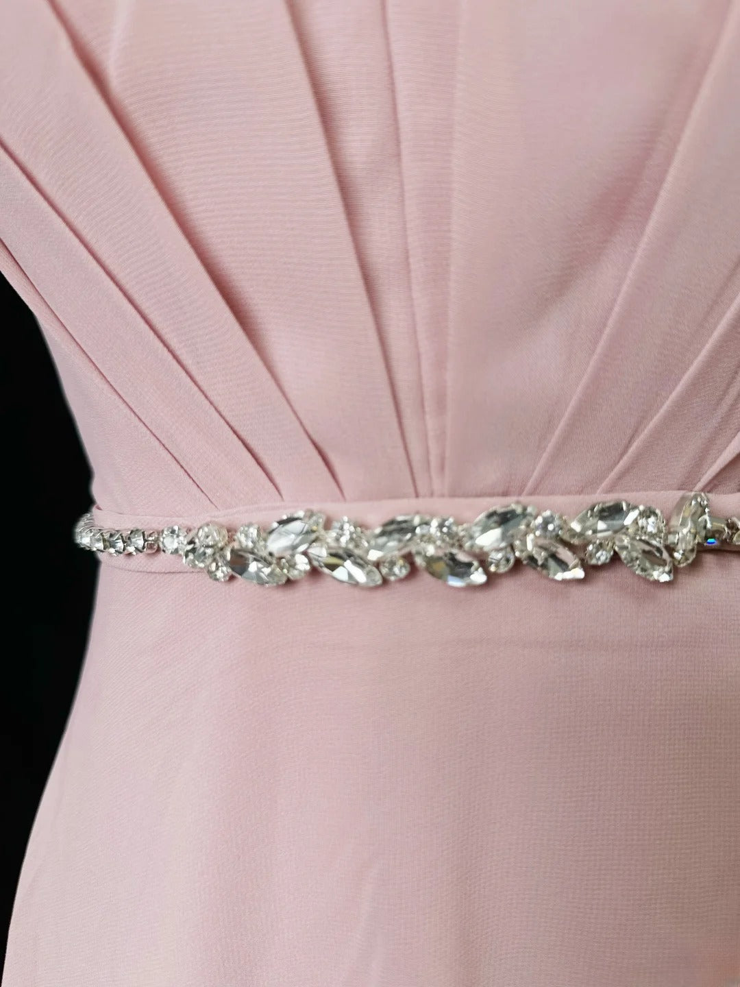 Vintage Prom Dresses A line Scoop Pink Chiffon With Slit Long Party Gown Formal Outfits RB5985