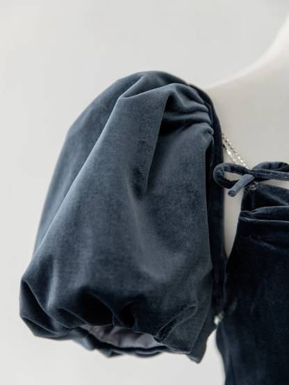 Robe de bal sirène sexy à fines bretelles en velours bleu marine, style tendance pour adolescentes, robe de soirée, robe de bal AS180