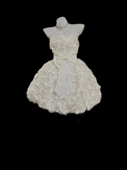 Vintage Ballkleid Trägerlos Weiß 80er Abi Mini Abschlussball Blumen Hoco Kleider Kurz Senioren Geburtstag Homecoming Outfits RB3612