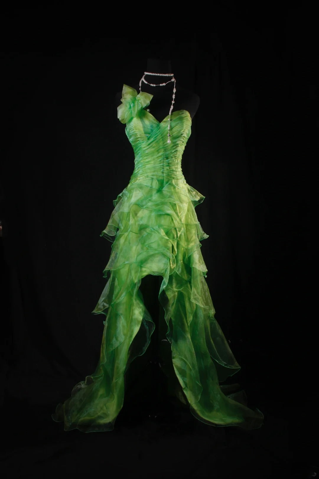 Robe de bal longue en tulle vert, asymétrique, à une épaule, coupe modeste, AB2184