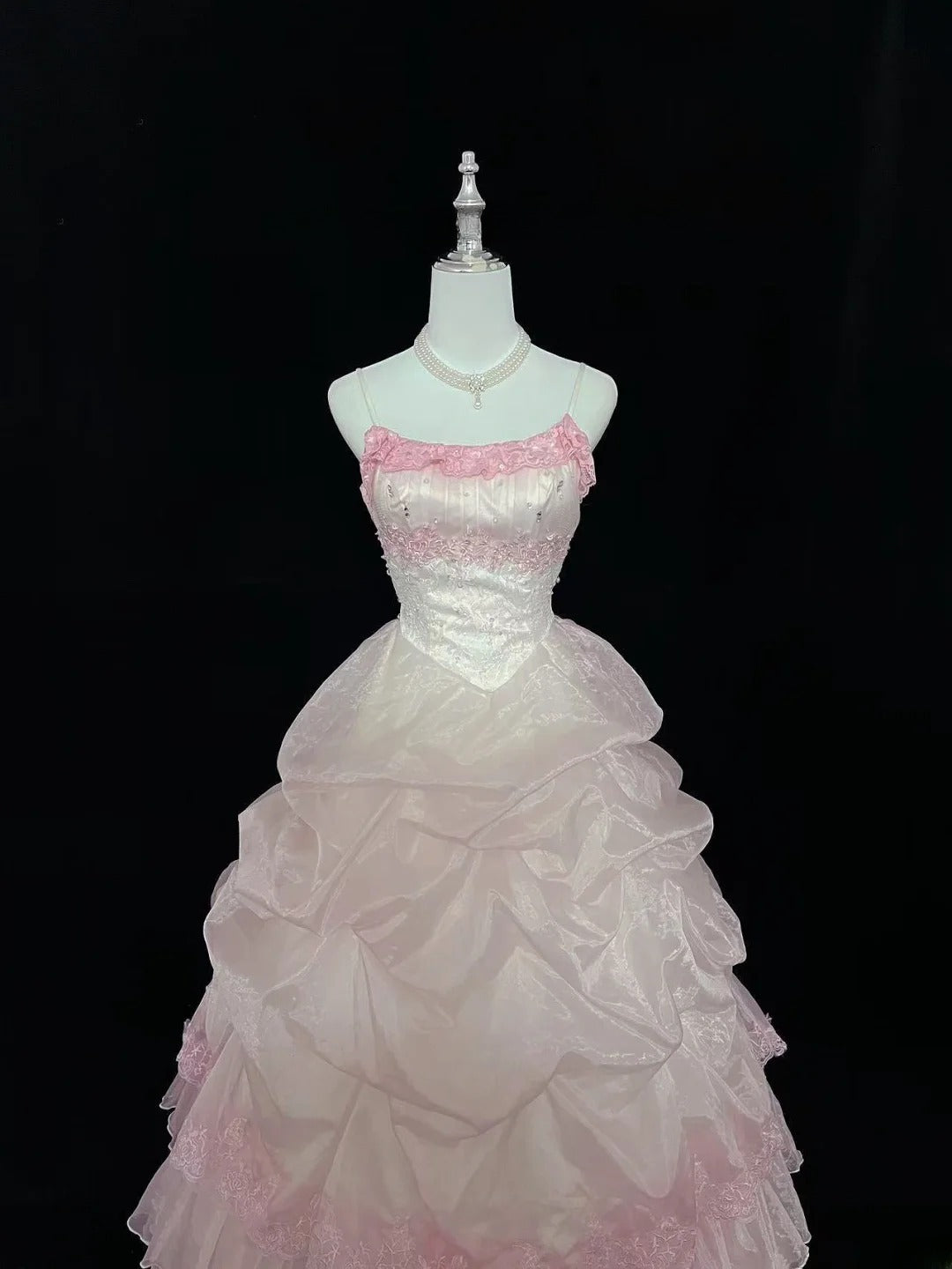 Cute Ball Gown Spaghetti Straps With Lace Long Prom Dress Voluminous Sweet 16 Sweet Sixteen Outfits Vestido de 15 RB7583