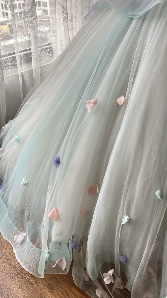 Elegant Sweet 16 Dress Long Sweetheart Sage Green Tulle Beading Ball Gown Sweet Sixteen Party Birthday Dresses RC0545