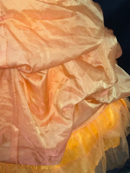 Prinzessin Ballkleid Trägerlos Orange Lang mit 3D-Blumen Korsett Eng Sweet 16 Kleider Siebzehn Quince Kleid RB3613