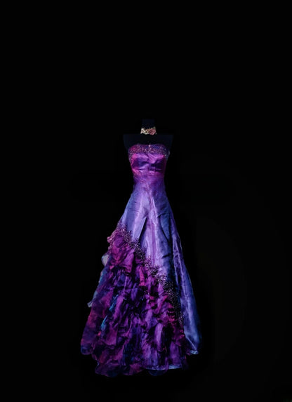 Vintage Ball Gown Strapless Purple Long Prom Dress Inspiration Party For Womens Formal Dresses RB8841