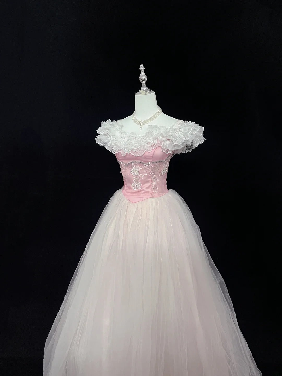 Beautiful Ball Gown Off The Shoulder Pink Tulle With Appliqued Beading Prom Dress Formal Outfits Party Dresses RB7586