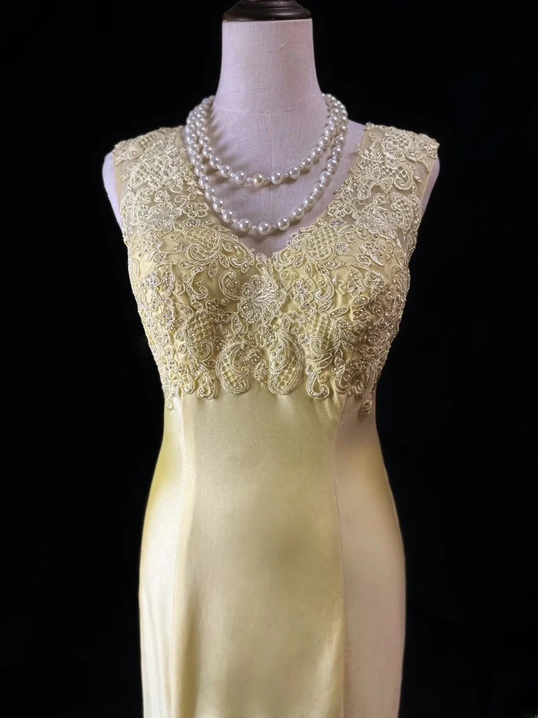 Vintage 70s Prom Dresses Mermaid V Neck Yellow Backless Satin With Split Lace Long Party Gown Formal Outfits RB5991