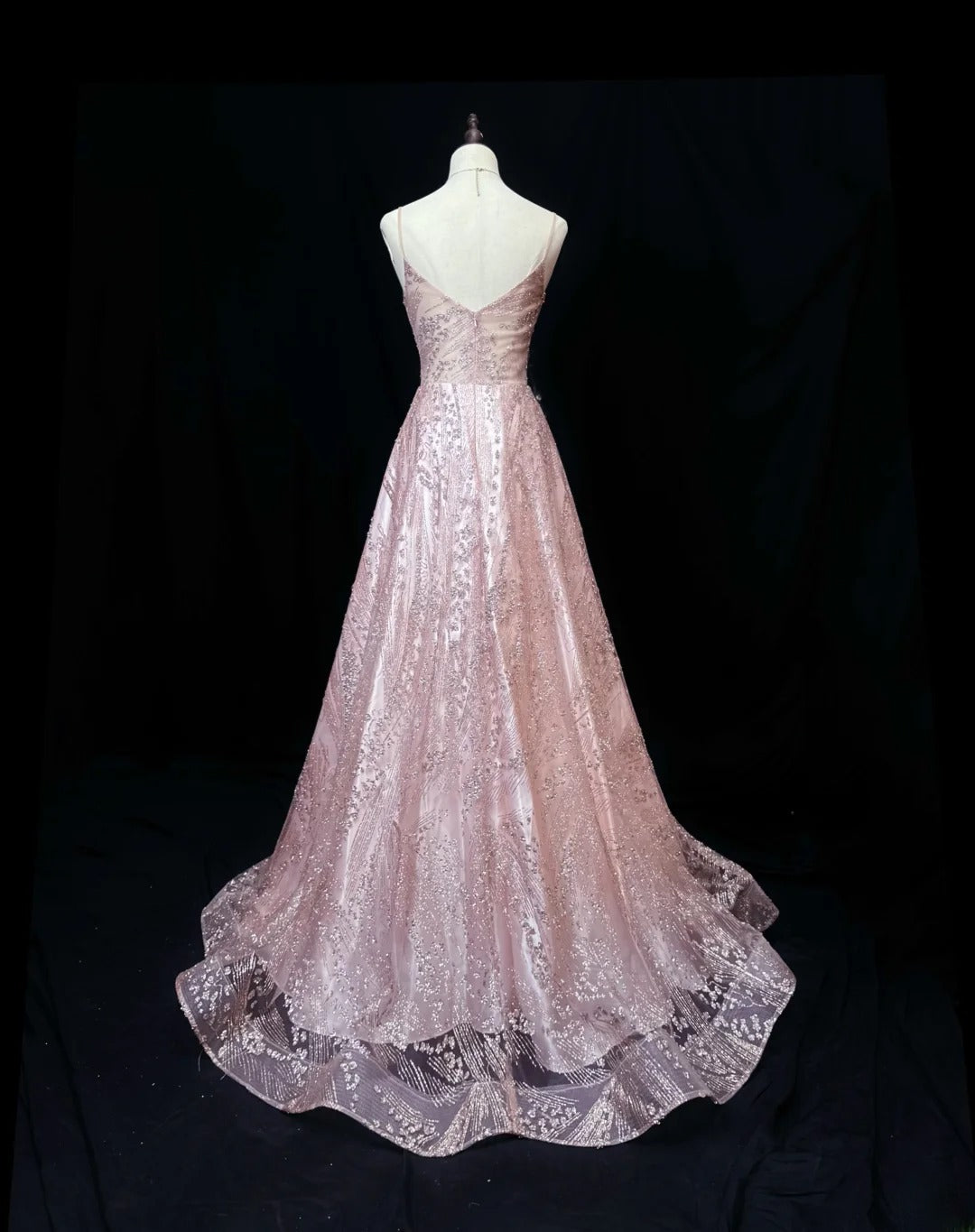 Vintage 70s Prom Dresses A line Spaghetti Strap Pink Sequin Long Party Gown Formal Outfits RB5993