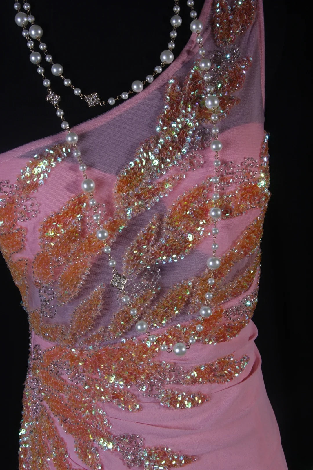 Robe de bal sirène modeste à une épaule en mousseline rose, robe de soirée longue AS188
