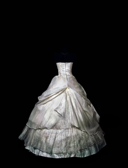 Charming Ball Gown Strapless Gray Long Quinceanera Dresses For Sweet 15 15 Anos Celebration Birthday Formal Gown RB8843