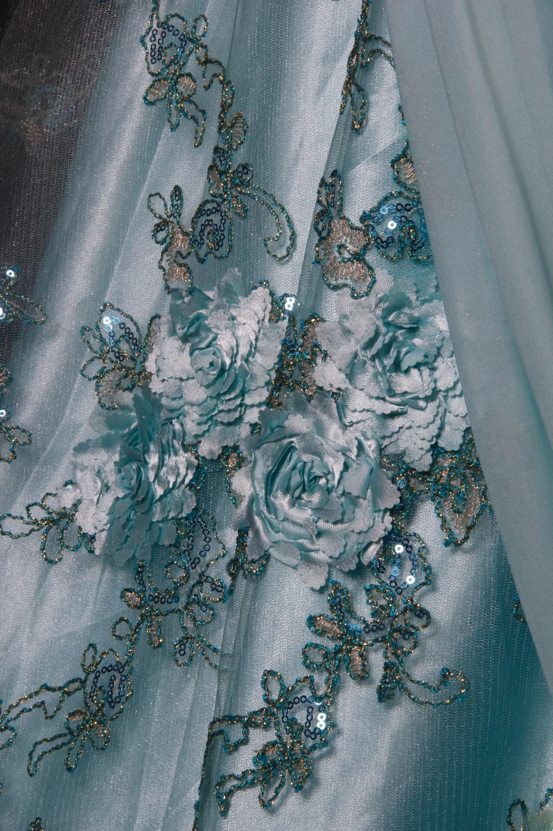 Robe de bal sirène modeste à une épaule en mousseline bleue ornée de perles, longue robe de soirée AS190