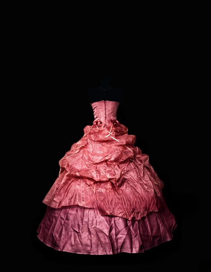 Charming Ball Gown Strapless Pink Long Quinceanera Dresses For Sweet 15 15 Anos Celebration Birthday Formal Gown RB8844