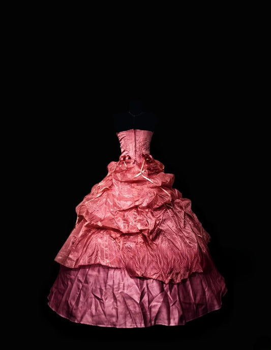Charming Ball Gown Strapless Pink Long Quinceanera Dresses For Sweet 15 15 Anos Celebration Birthday Formal Gown RB8844
