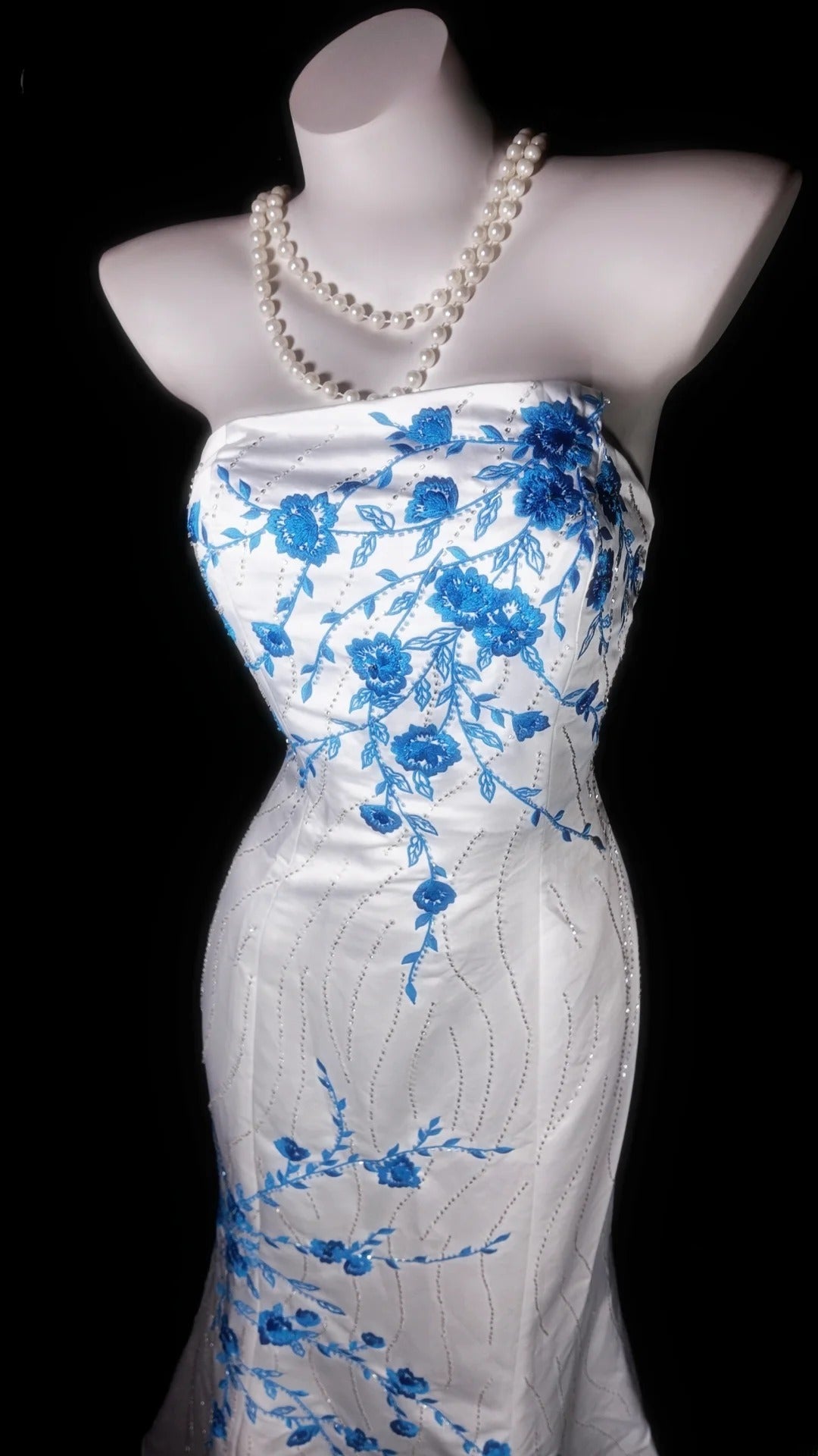 White Prom Dress Inspo Mermaid Strapless Satin With Lace Modest Long Formal Party Gown RB9976