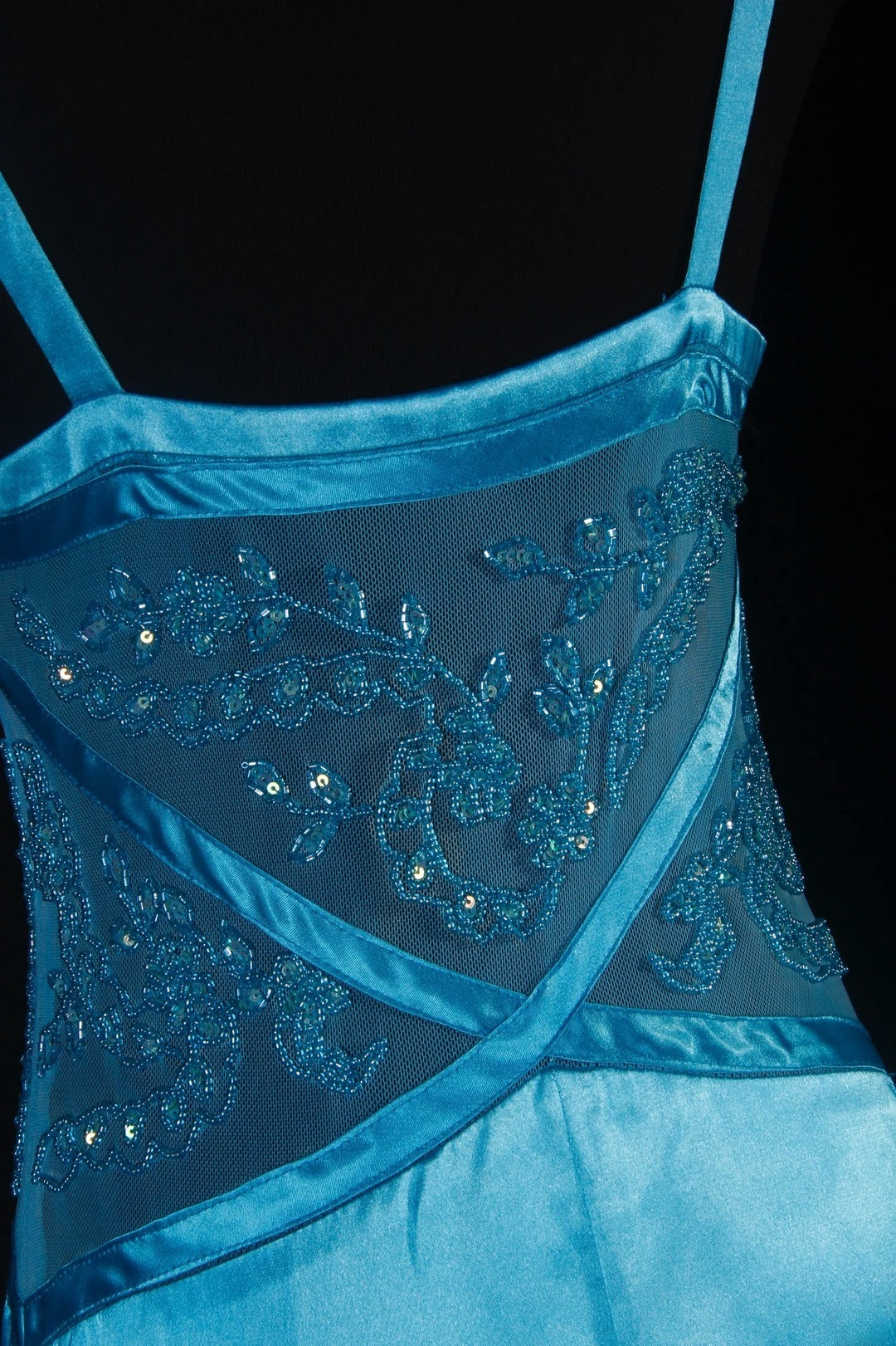 Robe de bal sirène vintage années 50, bretelles spaghetti, satin bleu, robe de soirée longue AS191