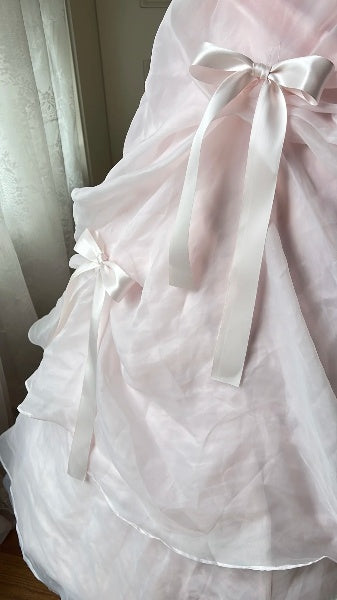 Elegant Sweet 16 Dress Long Straps Pink With Bow-knot Ball Gown Sweet Sixteen Party Birthday Dresses RC0553