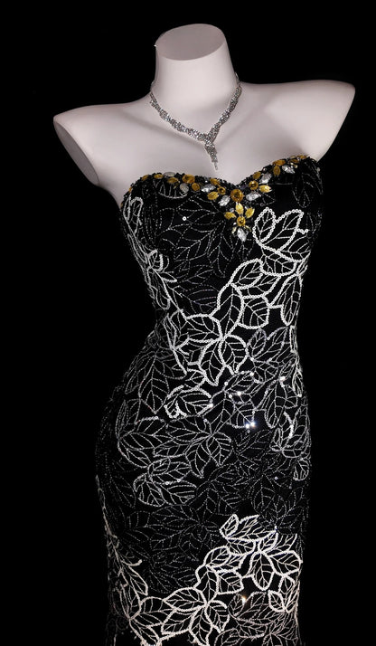 Black Prom Dress Inspo Mermaid Sweetheart Lace With Beading Modest Long Formal Party Gown RB9979