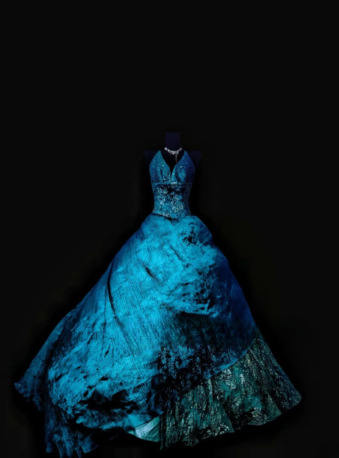 Charming Ball Gown V Neckline Blue Long Quinceanera Dresses For Sweet 15 15 Anos Celebration Birthday Formal Gown RB8847