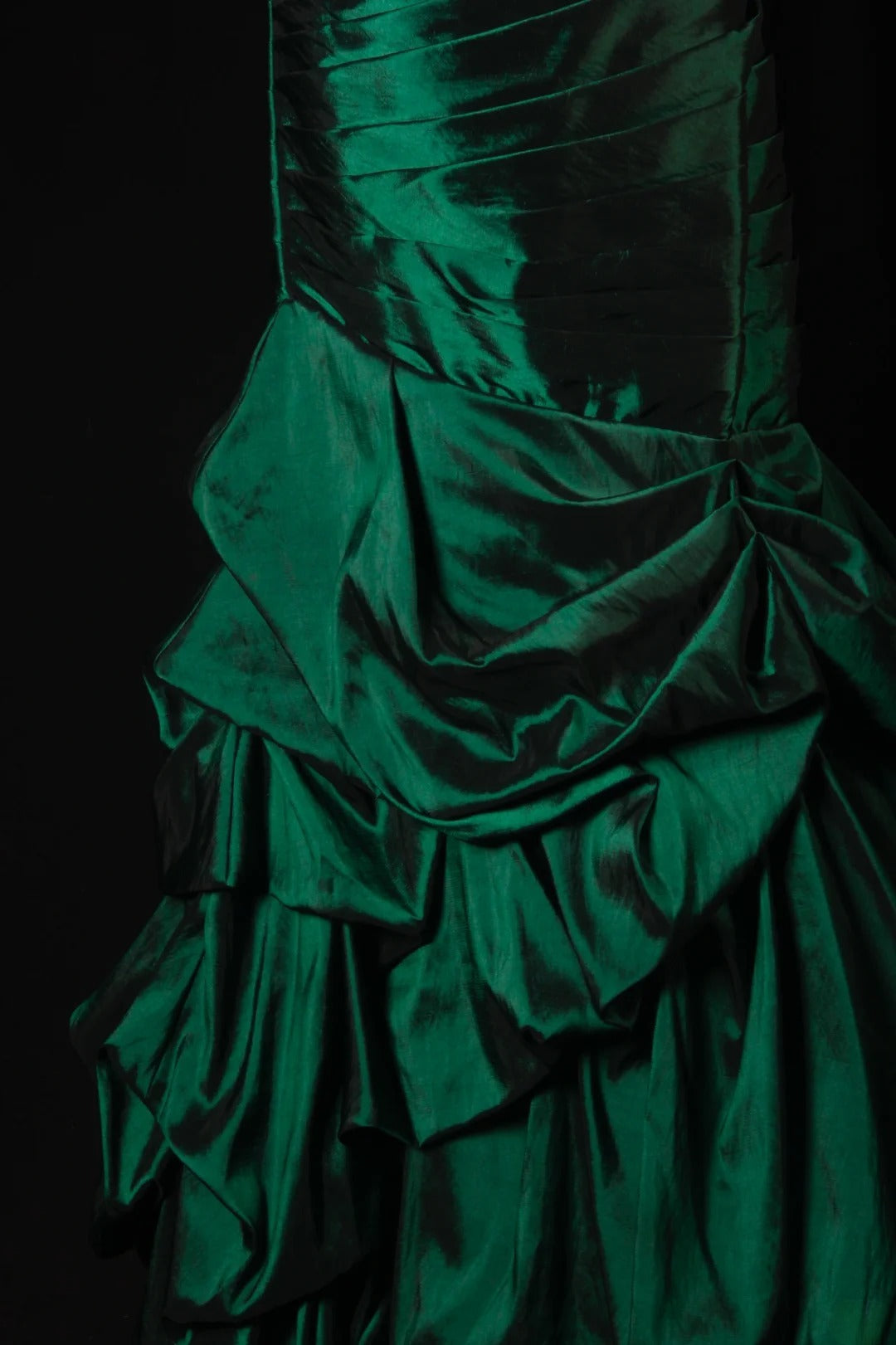 Robes de bal vintage années 1950, satin vert foncé, longues robes de soirée AS195