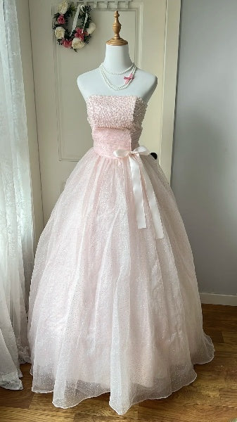 Sweet 15 Quinceanera Dress Ball Gown Strapless Pink With Beading Long 15th Birthday Gown RC0556