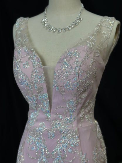 Vintage 80s Prom Dresses Mermaid V Neck Pink Lace Satin With Appliqued Long Party Gown Formal Outfits RB5998