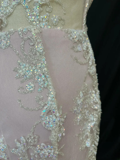 Vintage 80s Prom Dresses Mermaid V Neck Pink Lace Satin With Appliqued Long Party Gown Formal Outfits RB5998