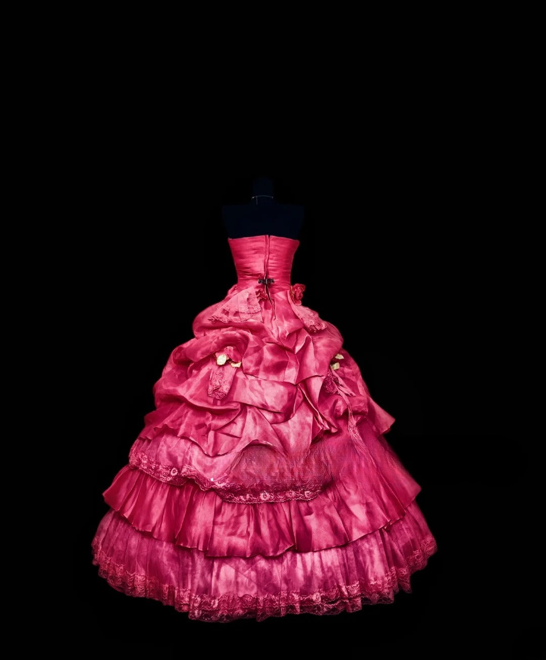 Sexy Ball Gown Strapless Hot Pink With Tiered Long Prom Dress Inspiration Party For Womens Formal Dresses RB8849