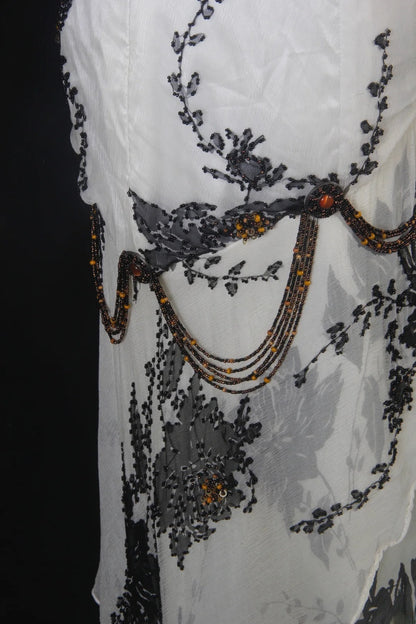 Robe de bal vintage années 1950, sirène, asymétrique, en mousseline noire, longue, AS198