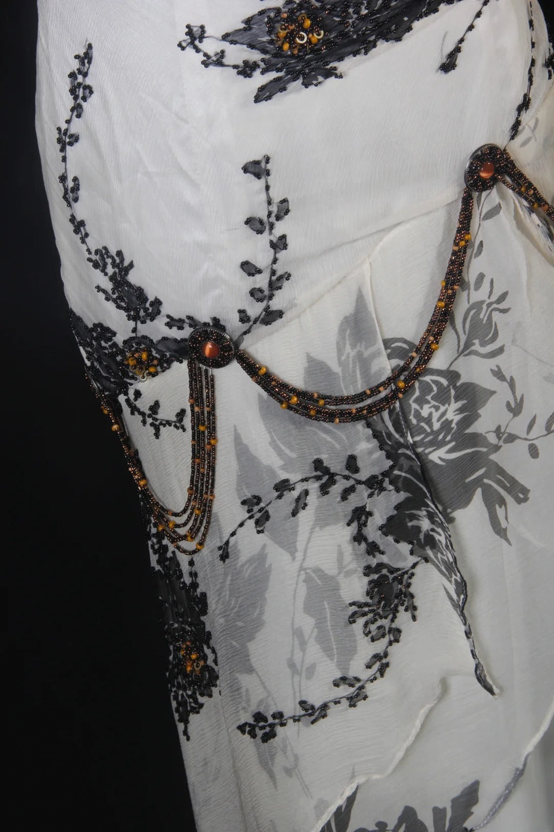 Robe de bal vintage années 1950, sirène, asymétrique, en mousseline noire, longue, AS198