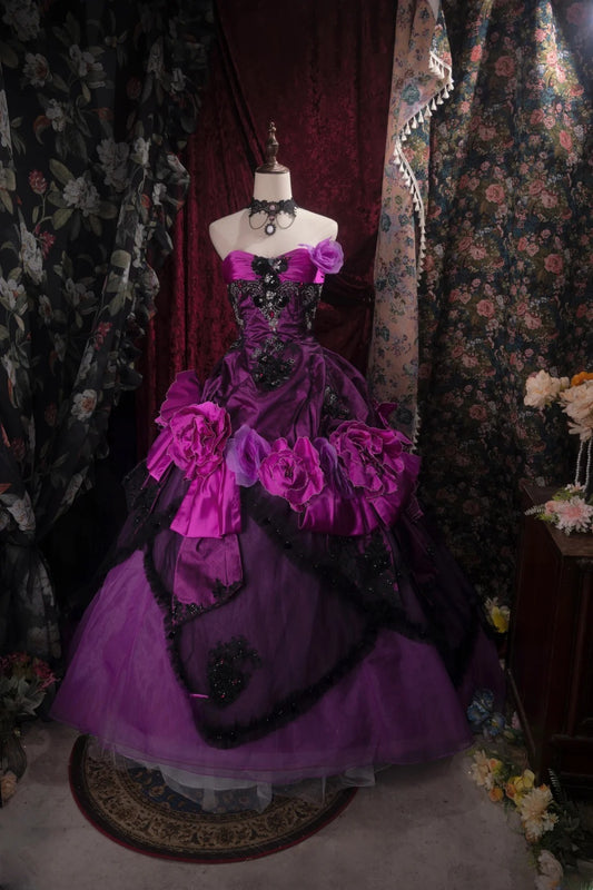 Dreamy Princess Ball Gown Formal Events Sweetheart Purple With Flowers Quince Dress Quinceanera Dresses Birthday Outfits RB8472