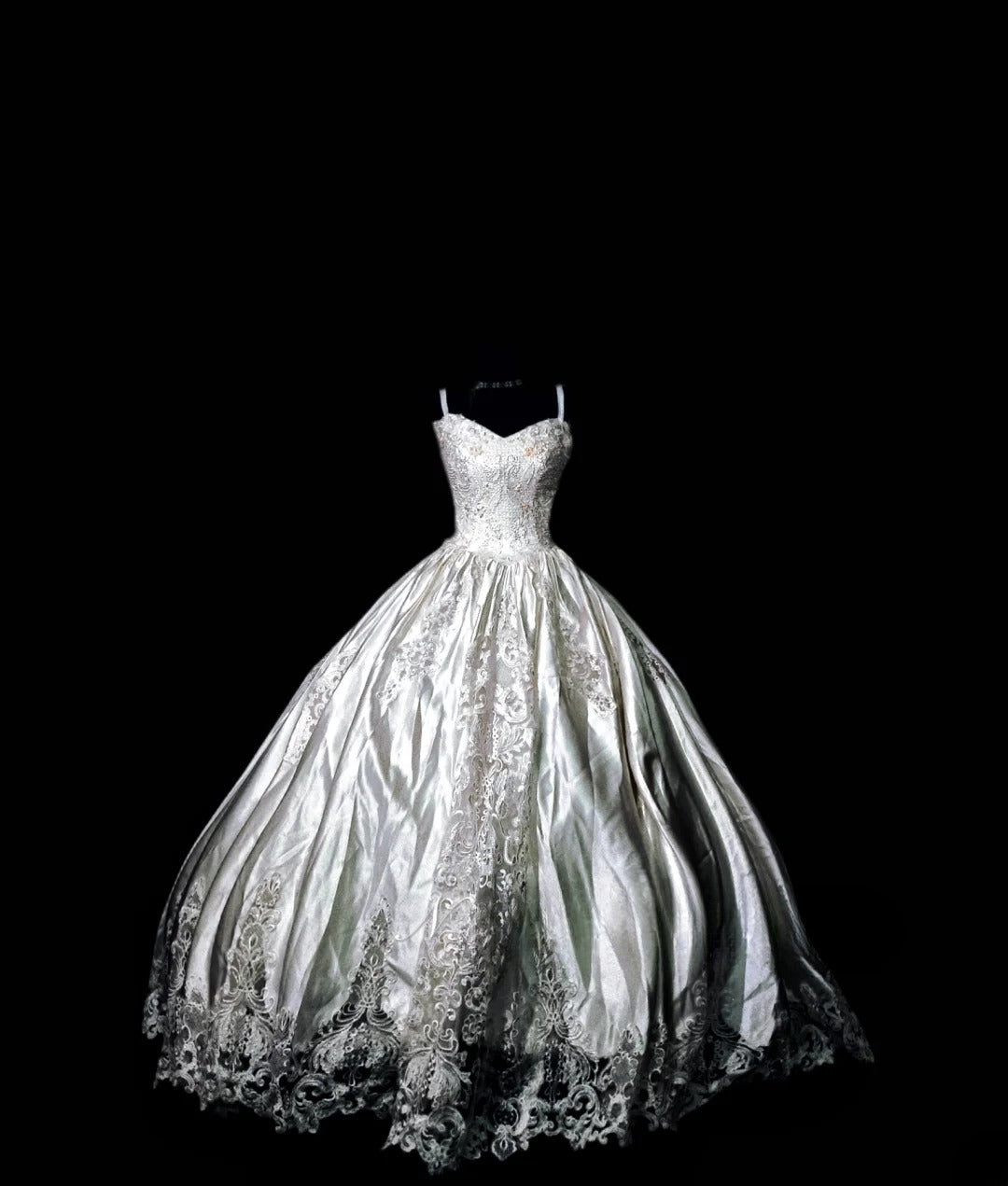 Ball Gown Straps Silver Gray Long Quinceanera Dresses With Lace For Sweet 15 15 Anos Celebration Birthday Formal Gown RB8852