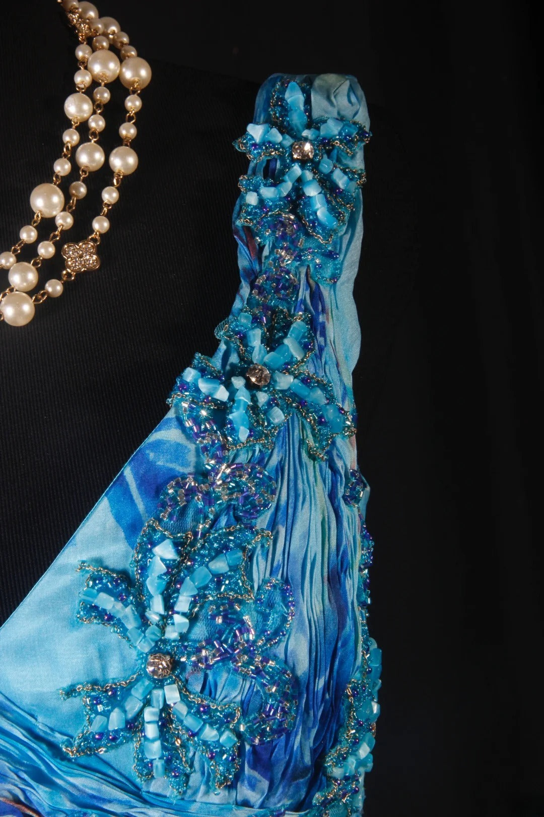 Robes de bal vintage années 1950, coupe trapèze, col en V, mousseline bleu roi, longues, robes de soirée AS200