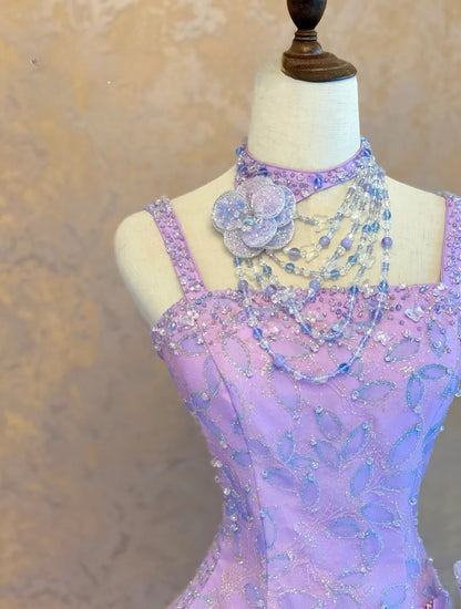 Quinceanera Dress Lilac Spaghetti Straps With Tiered Layers Floor Length Ball Gown Sweet 15 15th Birthday Gown RB9131