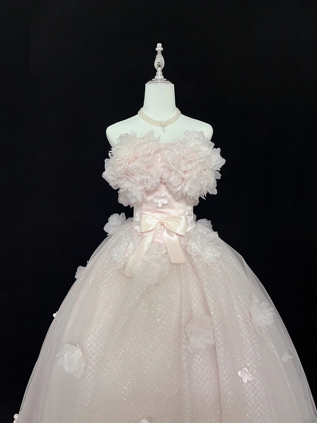 Pretty Ball Gowns Sweetheart Pink With Flowers Long Prom Dress Puffy Sweet 16 Sixteen Outfit Vestido de 15 RB7603