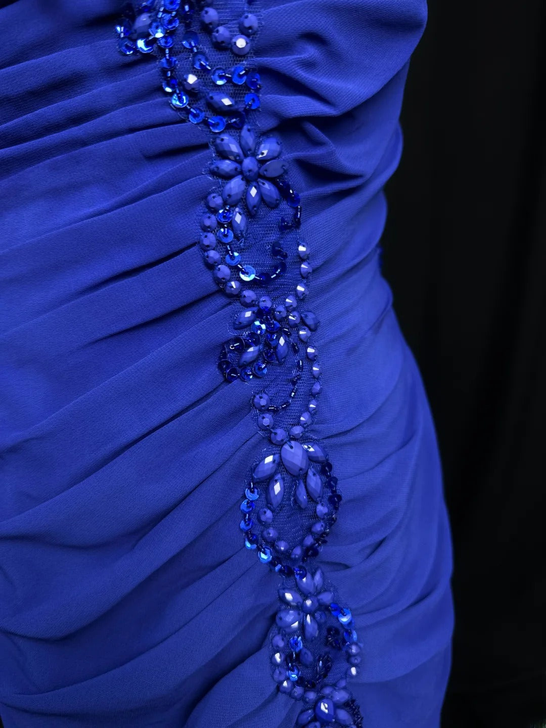Vintage 80s Prom Dresses Mermaid V Neck Royal Blue Chiffon Lace With Split Long Party Gown Formal Outfits RB6004