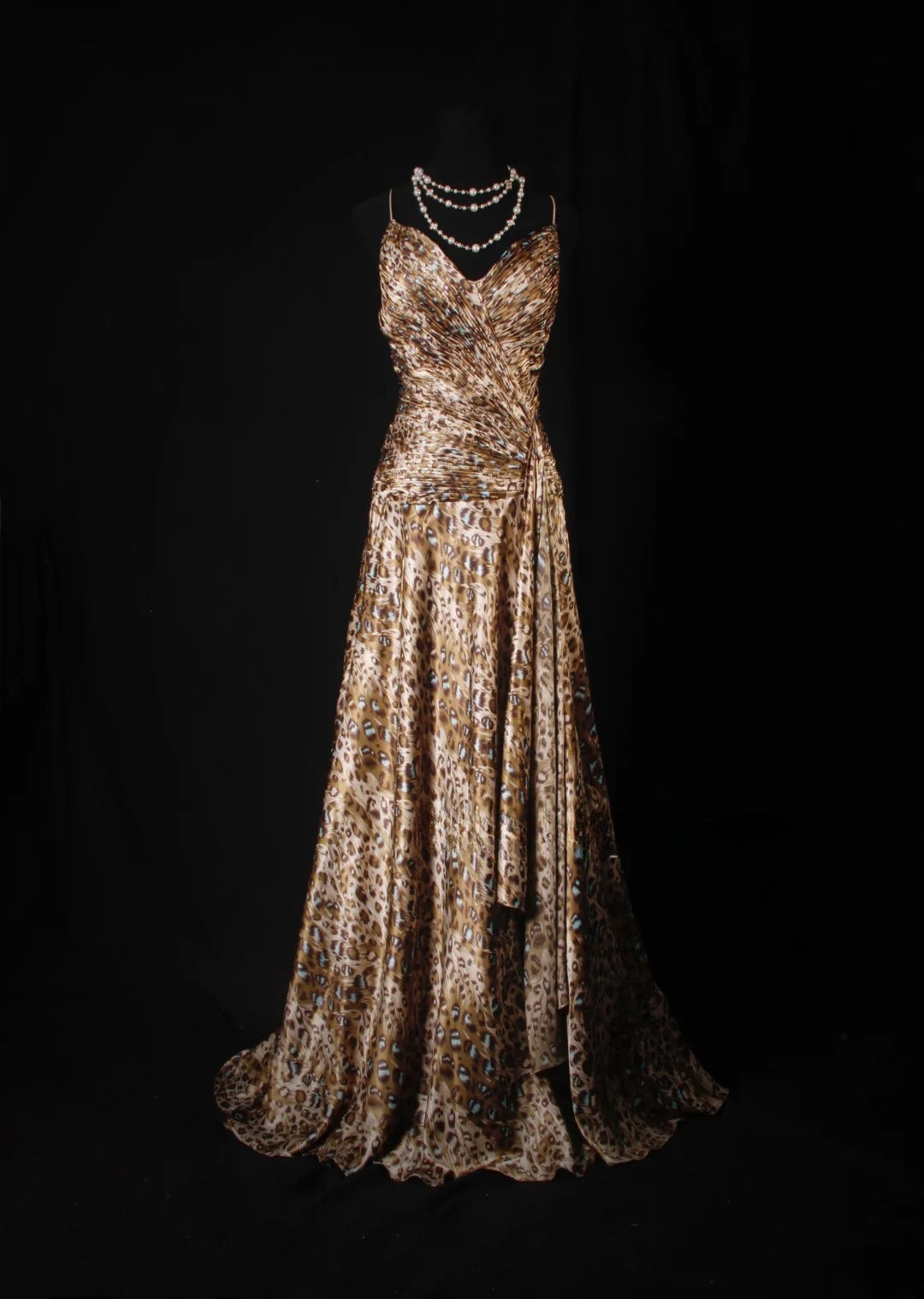 Robe de bal vintage années 1950, coupe trapèze, bretelles spaghetti, dos nu, longue, pour soirée AS204
