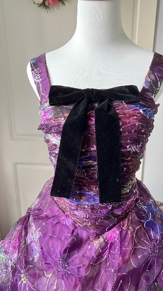 Elegant Sweet 16 Dress Long Square Neck Grape With Tiered Layers Ball Gown Sweet Sixteen Party Birthday Dresses RC0562