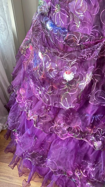 Elegant Sweet 16 Dress Long Square Neck Grape With Tiered Layers Ball Gown Sweet Sixteen Party Birthday Dresses RC0562