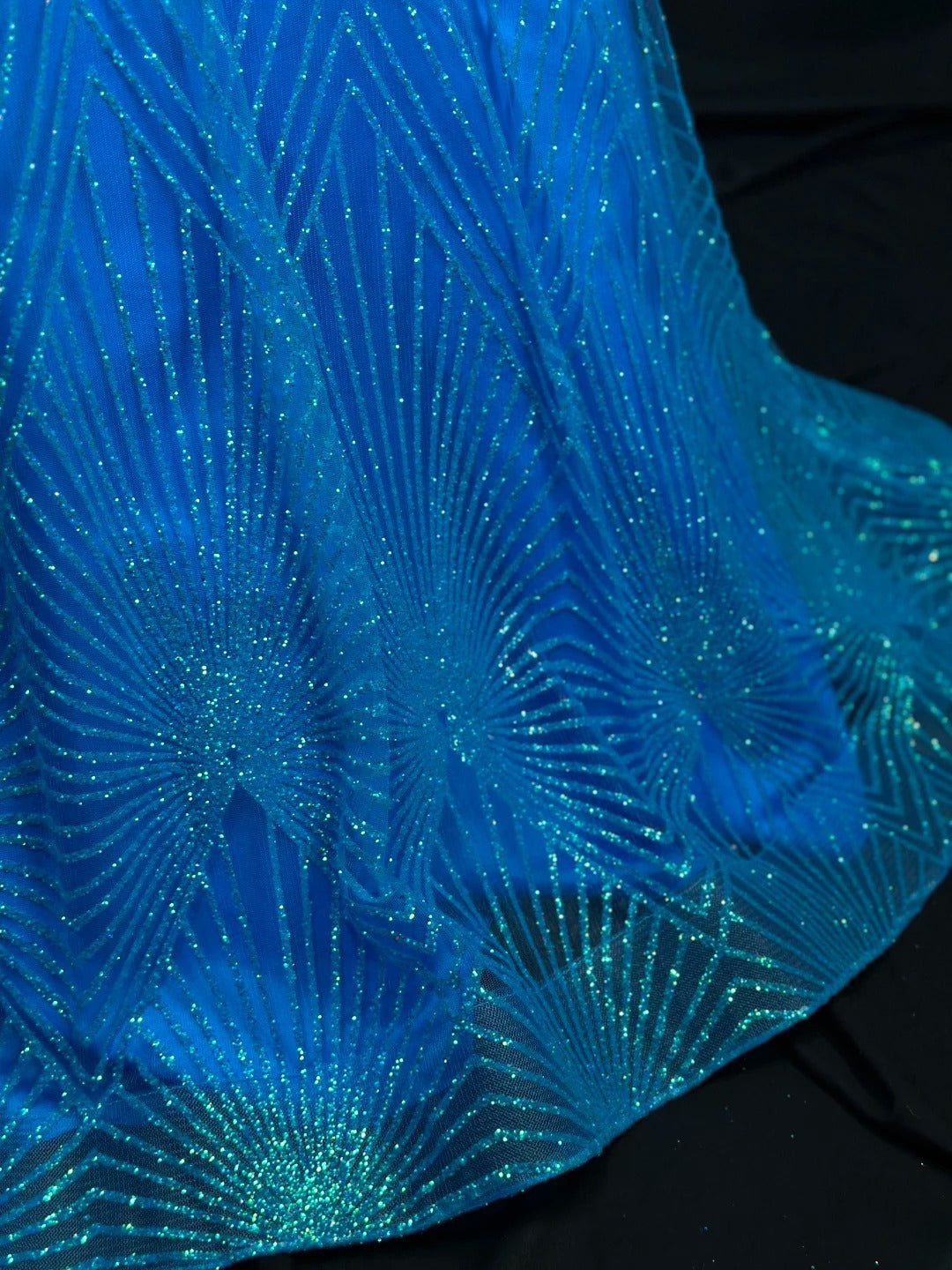 Vintage 70s Prom Dresses Ball Gown Spaghetti Strap Blue Sequin Long Party Gown Formal Outfits RB6006