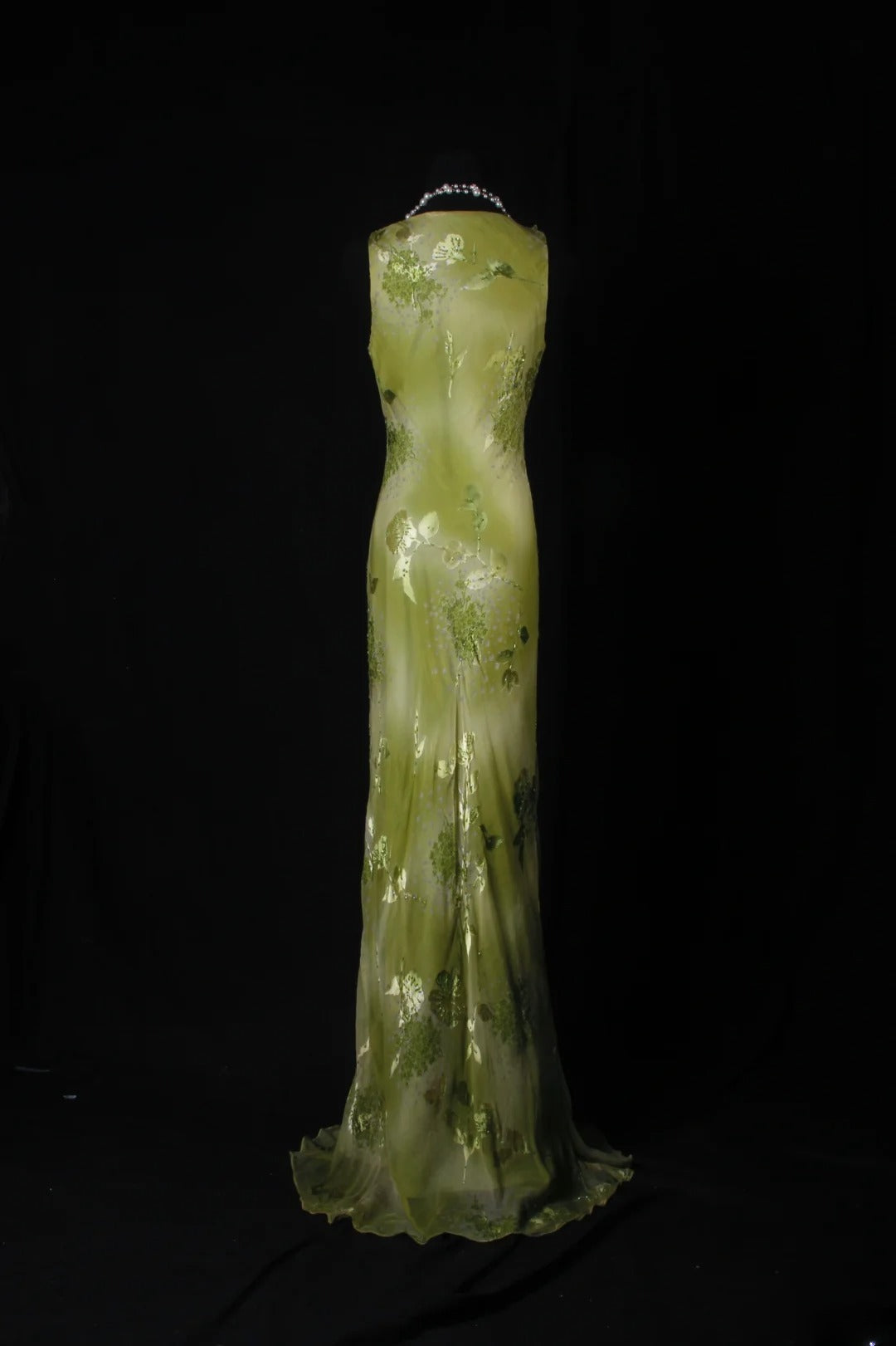 Classy Prom Dresses 1950s Mermaid V Neckline Green Chiffon With Floral Long Parties Gowns Evening Dress AS207