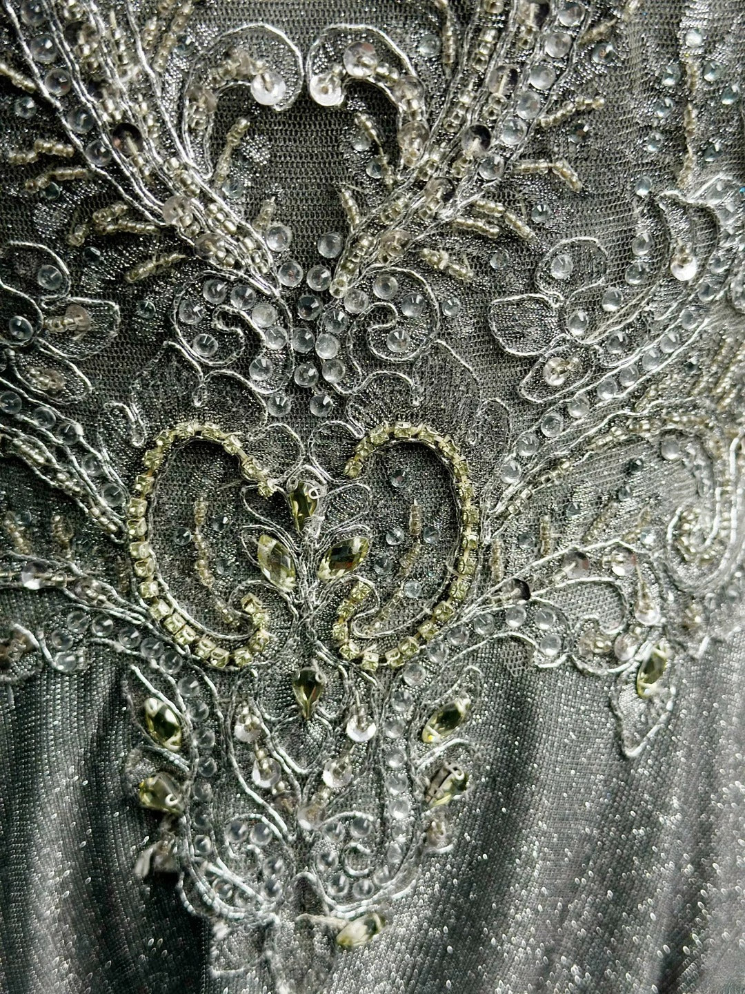Sparkly Prom Dresses A line Scoop Grey Sequin With Beads Crystals Sleeveless Long Formal Outfits RB6008