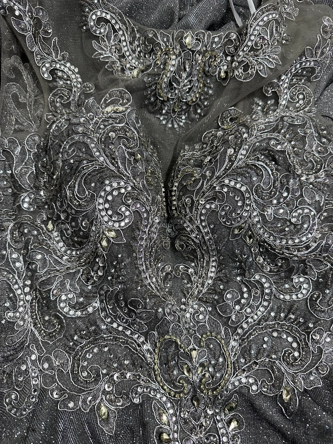 Sparkly Prom Dresses A line Scoop Grey Sequin With Beads Crystals Sleeveless Long Formal Outfits RB6008