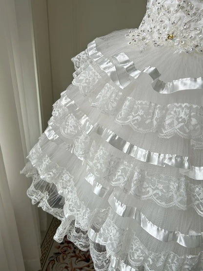 Hoco Dress Ball Gown Strapless White Short Lace Homecoming 17th Birthday Party Dress RC0565