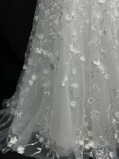 Beautiful Prom Dresses A line Off The Shoulder White With Beads Flowers Long Formal Outfits RB6009